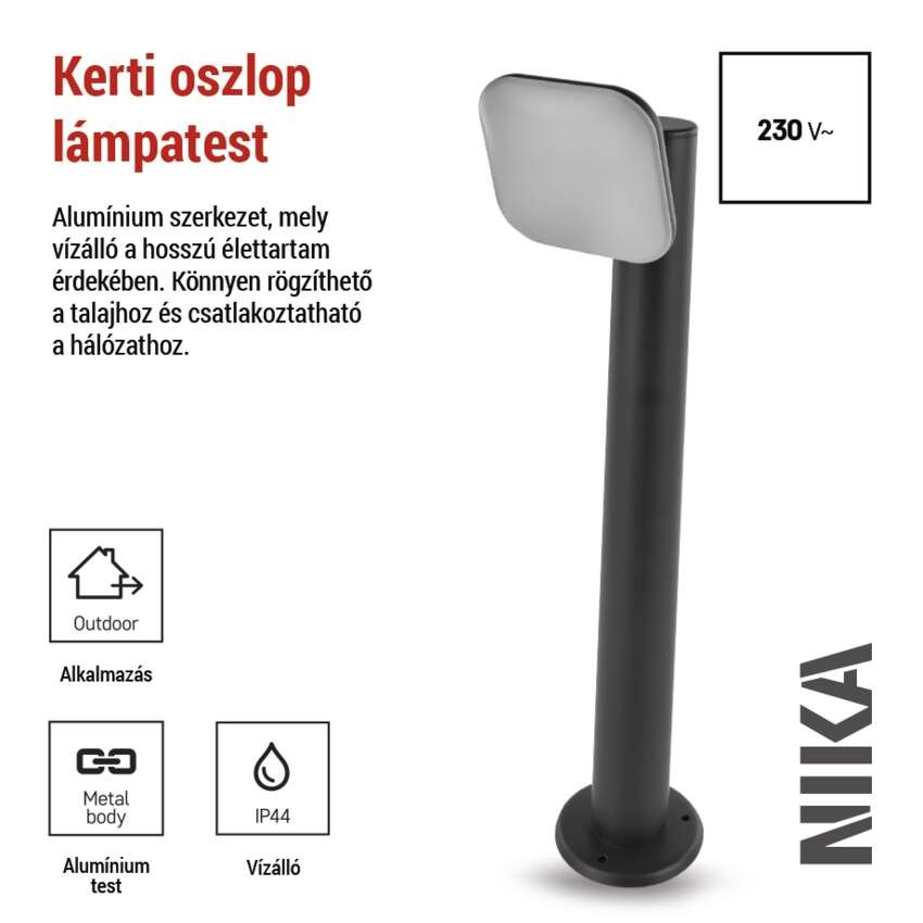 LED kerti oszloplámpa NIKA, 12 x 12 x 50 cm, 12,5 W, meleg fehér