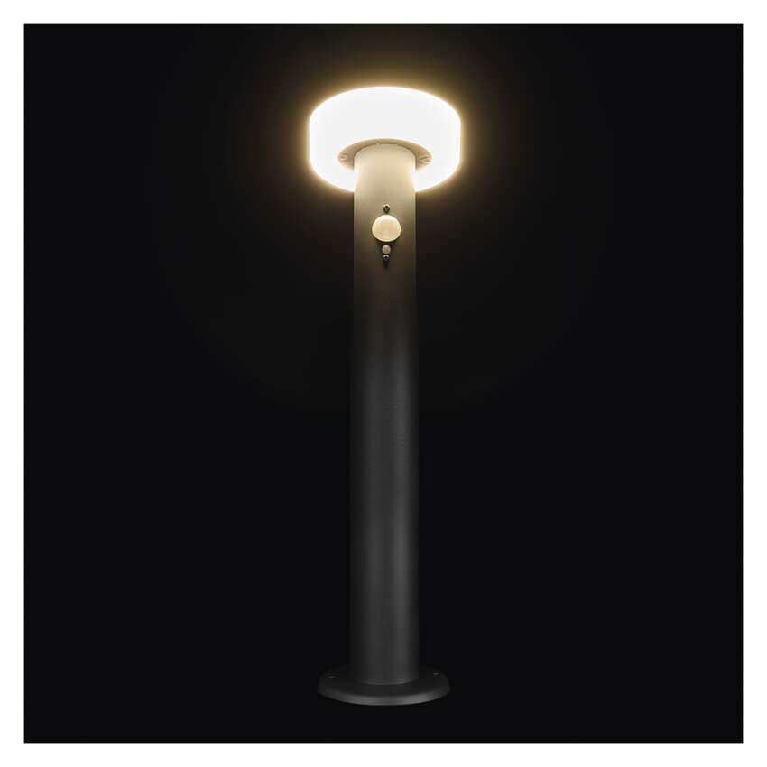 LED aiavalgusti veerg, päikesepaneel, PIR, TERION, 12.5 × 12.5 × 50 cm