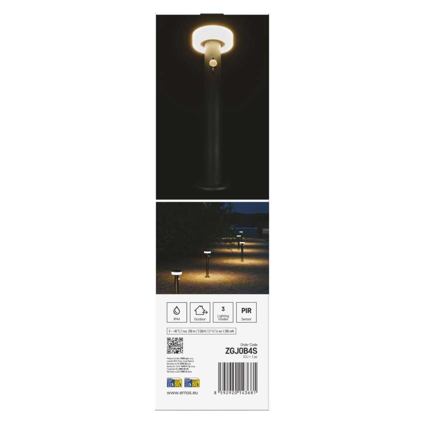 LED aiavalgusti veerg, päikesepaneel, PIR, TERION, 12.5 × 12.5 × 50 cm