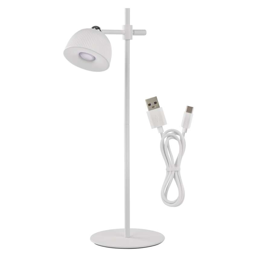 LED stolná lampa SOPHIE, dobíjacia, biela