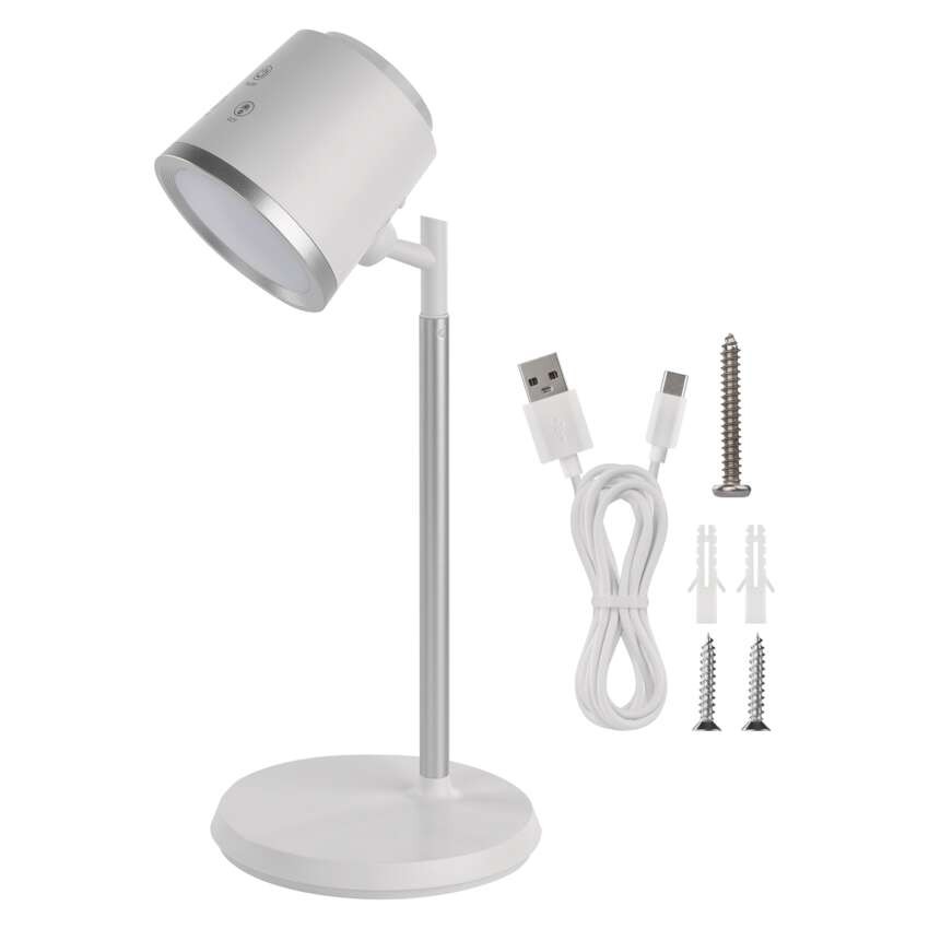 LED stolní lampa ABBIE, nabíjecí, bílá