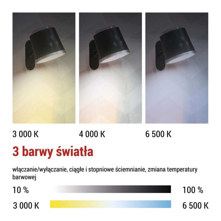 Lampa biurkowa LED ABBIE, ładowalna, czarna