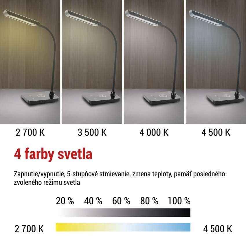 LED stolná lampa KYLE, čierna