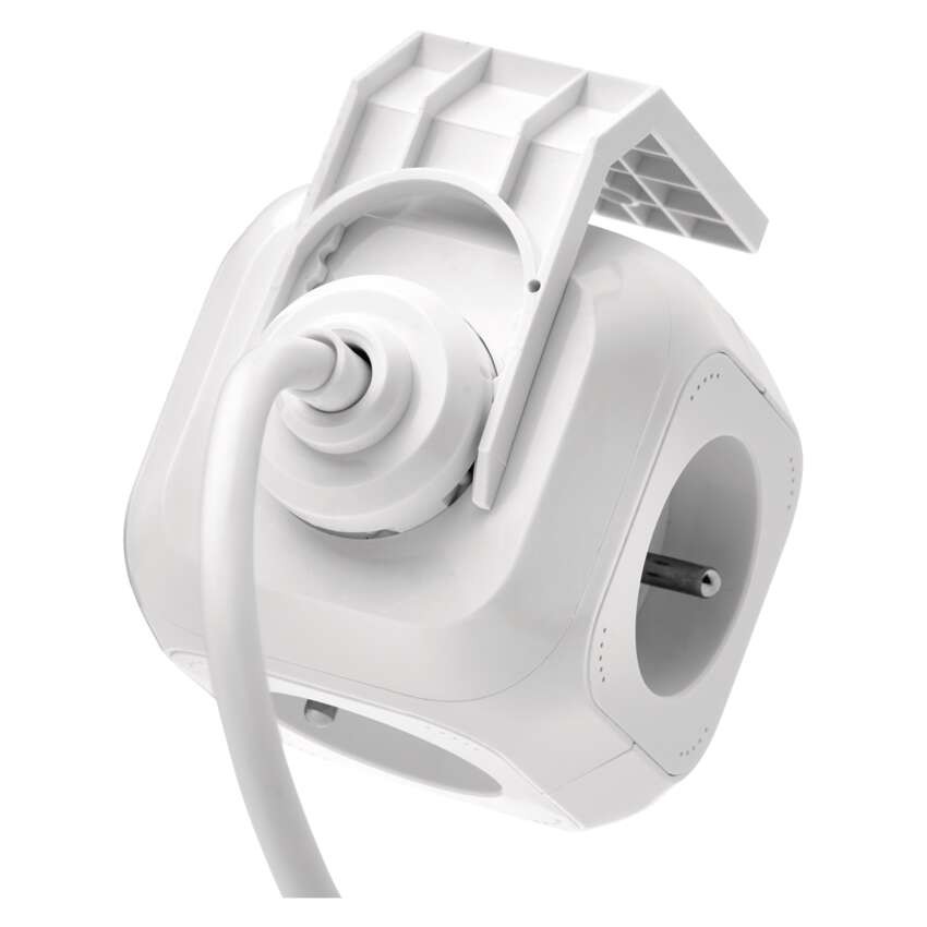 Predlžovací kábel - kocka 1,9 m / 4 zásuvky / biely / PVC / s USB / 1 mm2
