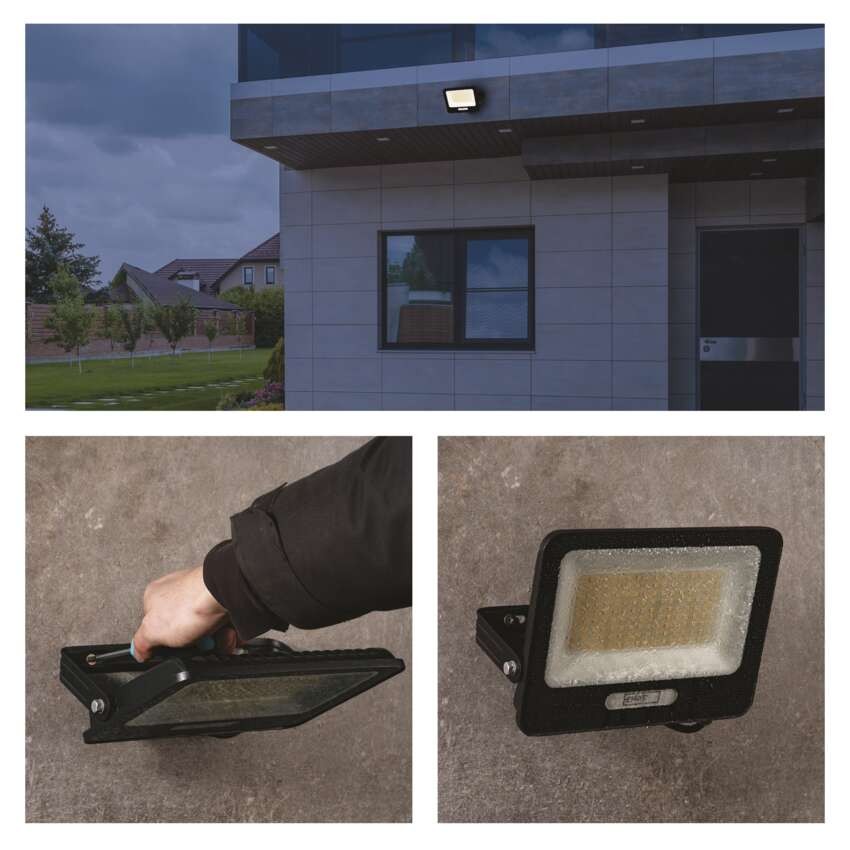 LED reflektor GLARO 100W, černý, IP65, 10000 lm, neutrální bílá