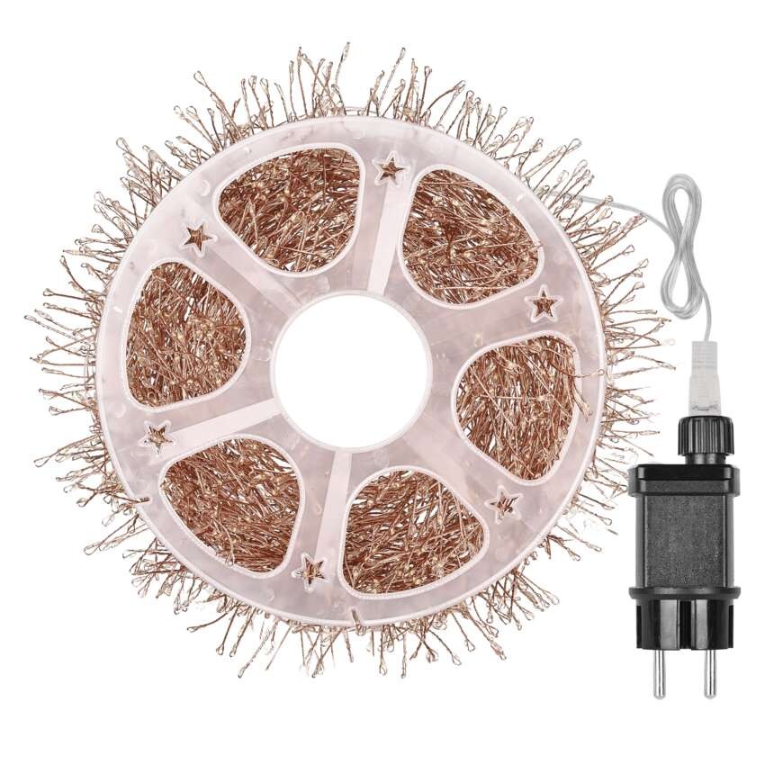 LED nano fényfüzér tekercsen, rézszínű, 9,6 m, meleg fehér, időzítő