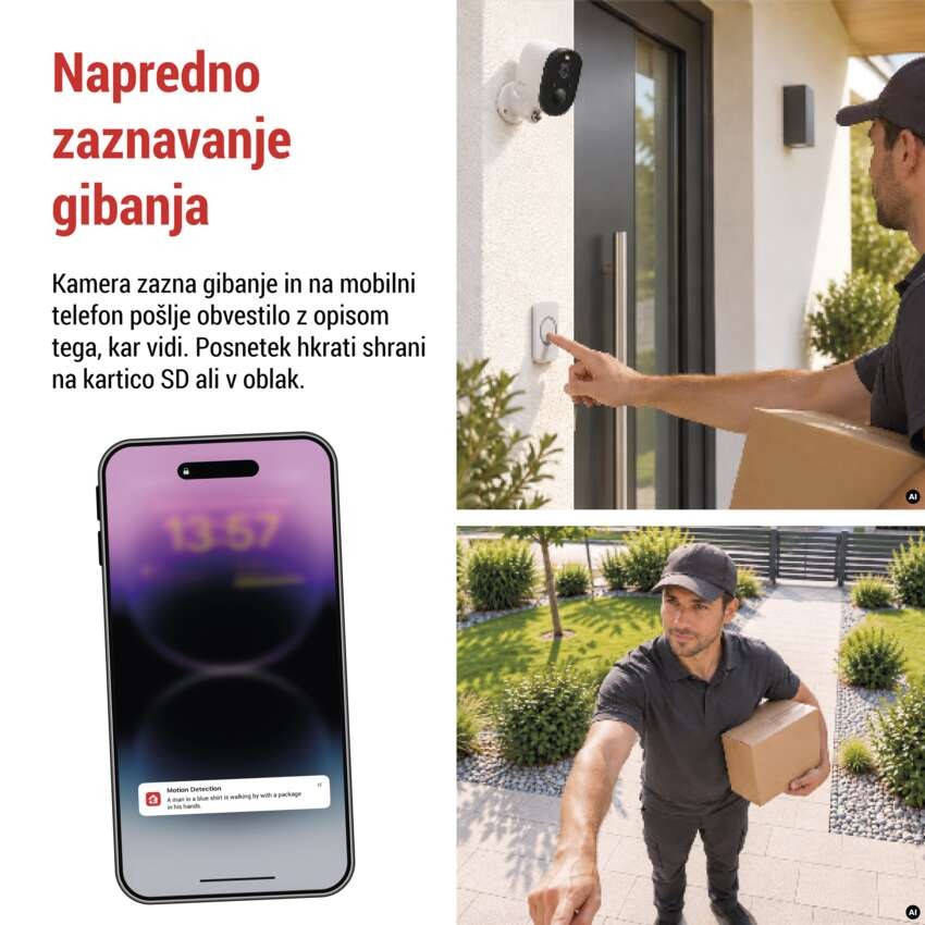 GoSmart Zunanja baterijska kamera IP-1150 SNAP z WiFi in solarnim panelom