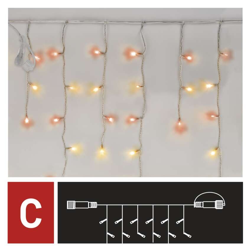 Standard LED povezovalna veriga nihajoča – ledene sveče, 2,5 m, zunanja, rdeča/vintage