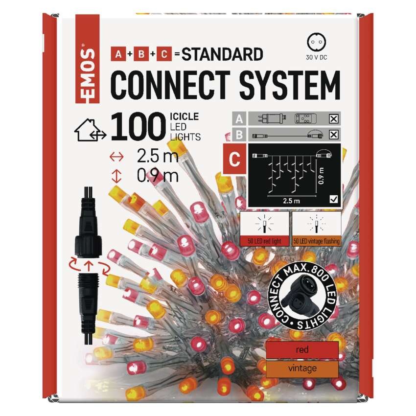 Standard LED povezovalna veriga nihajoča – ledene sveče, 2,5 m, zunanja, rdeča/vintage