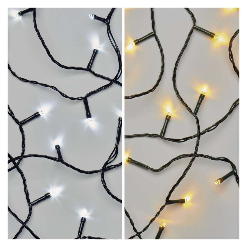 LED jõuluvalguskett 2-in-1, 10 m, õue/tuppa, soe/külm valge, 8 režiimi