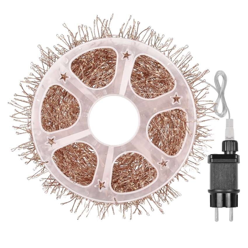 LED nano fényfüzér tekercsen, rézszínű, 14,4 m, meleg fehér, időzítő