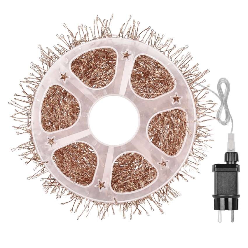 LED nano fényfüzér tekercsen, rézszínű, 19,2 m, meleg fehér, időzítő
