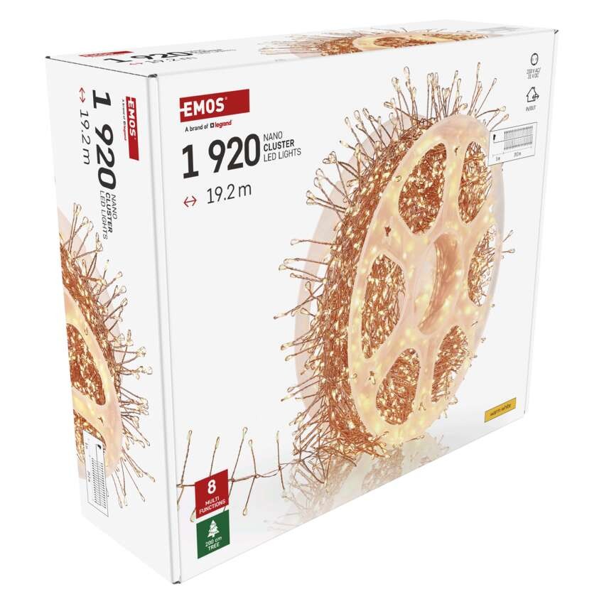 LED nano fényfüzér tekercsen, rézszínű, 19,2 m, meleg fehér, időzítő
