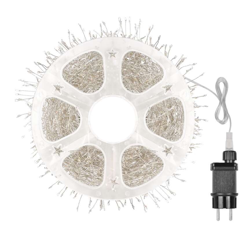 LED nano fényfüzér tekercsen, ezüst, 19,2 m, többszínű, időzítő