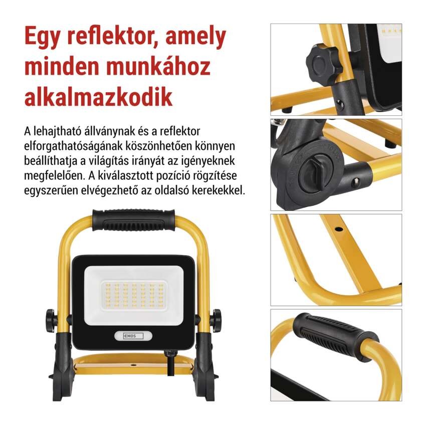 GLARO 30 W-os LED-reflektor, sárga-fekete, IP65, 3000 lm, semleges fehér