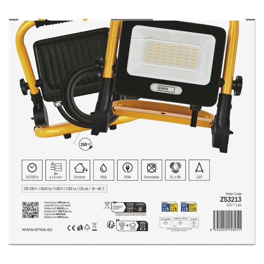GLARO 30 W-os LED-reflektor, sárga-fekete, IP65, 3000 lm, semleges fehér