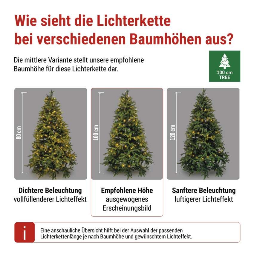 LED Weihnachtliche Lichterkette, 8 m, Außen/Innen, warmweiß, Programme, Timer
