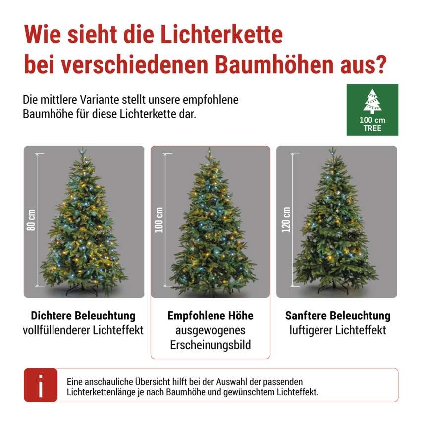 LED Weihnachtliche Lichterkette, 8 m, Außen/Innen, warmweiß/kaltweiß, Timer