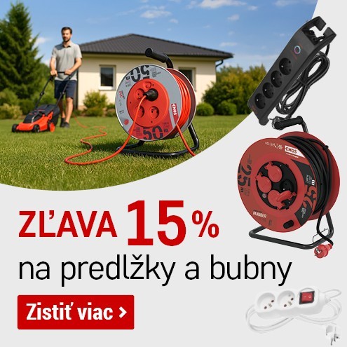 Predlžky, bubny, prepäťové ochrany, zásuvky 15 %